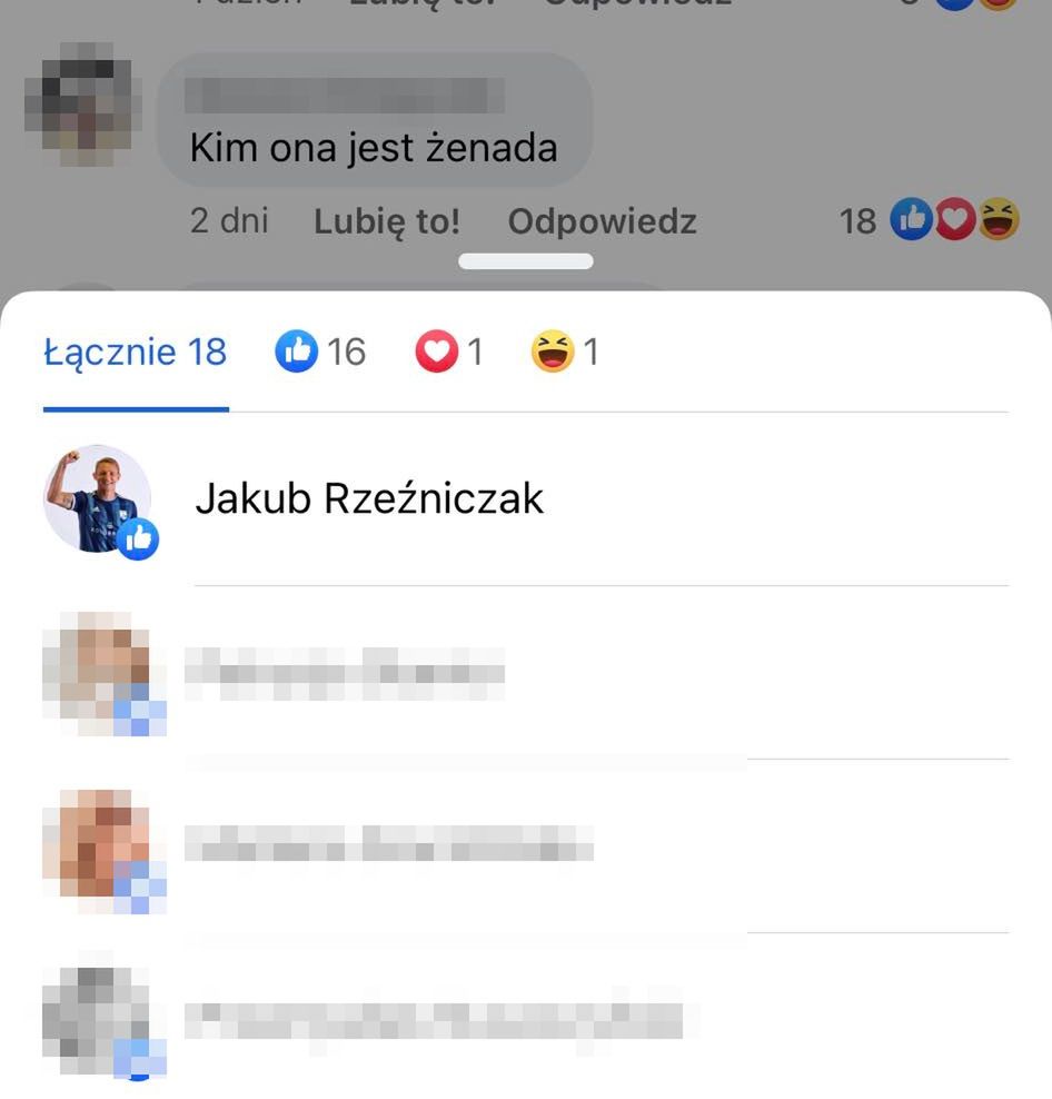 Komentarze lajkowane z profilu Jakuba Rzeźniczaka