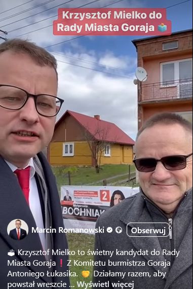 Marcin Romanowski wspierający Krzysztofa Mielko w wyborach