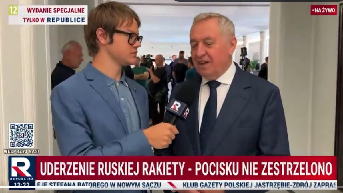 Dominic Tomkowicz podczas wywiadu dla Republiki