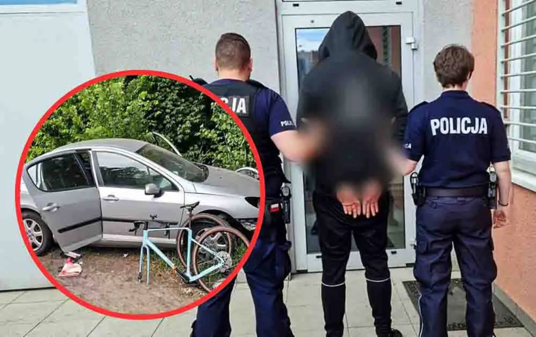 Przyjechał rowerem ukraść samochód. Rozbił się podczas pościgu