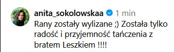 Komentarz Anity Sokołowskiej (Instagram)
