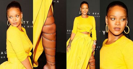 Rihanna i jej zasznurowana łydka świętują premierę autorskich kosmetyków (ZDJĘCIA)
