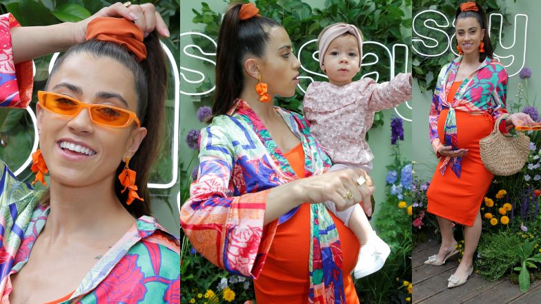 Ciężarna Maja Hyży pozuje na ściance z prawie dwuletnią córką