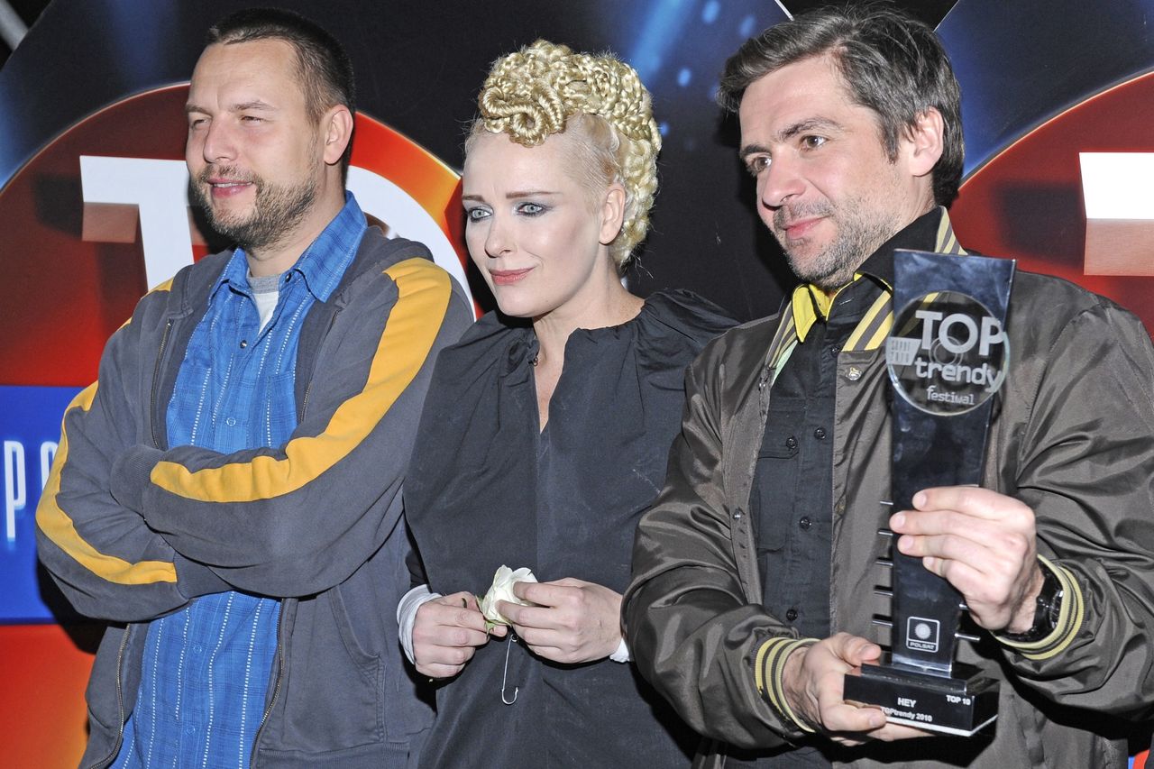 Marcin Żabiełowicz, Katarzyna Nosowska i Paweł Krawczyk na Festiwalu Top Trendy 2010 roku