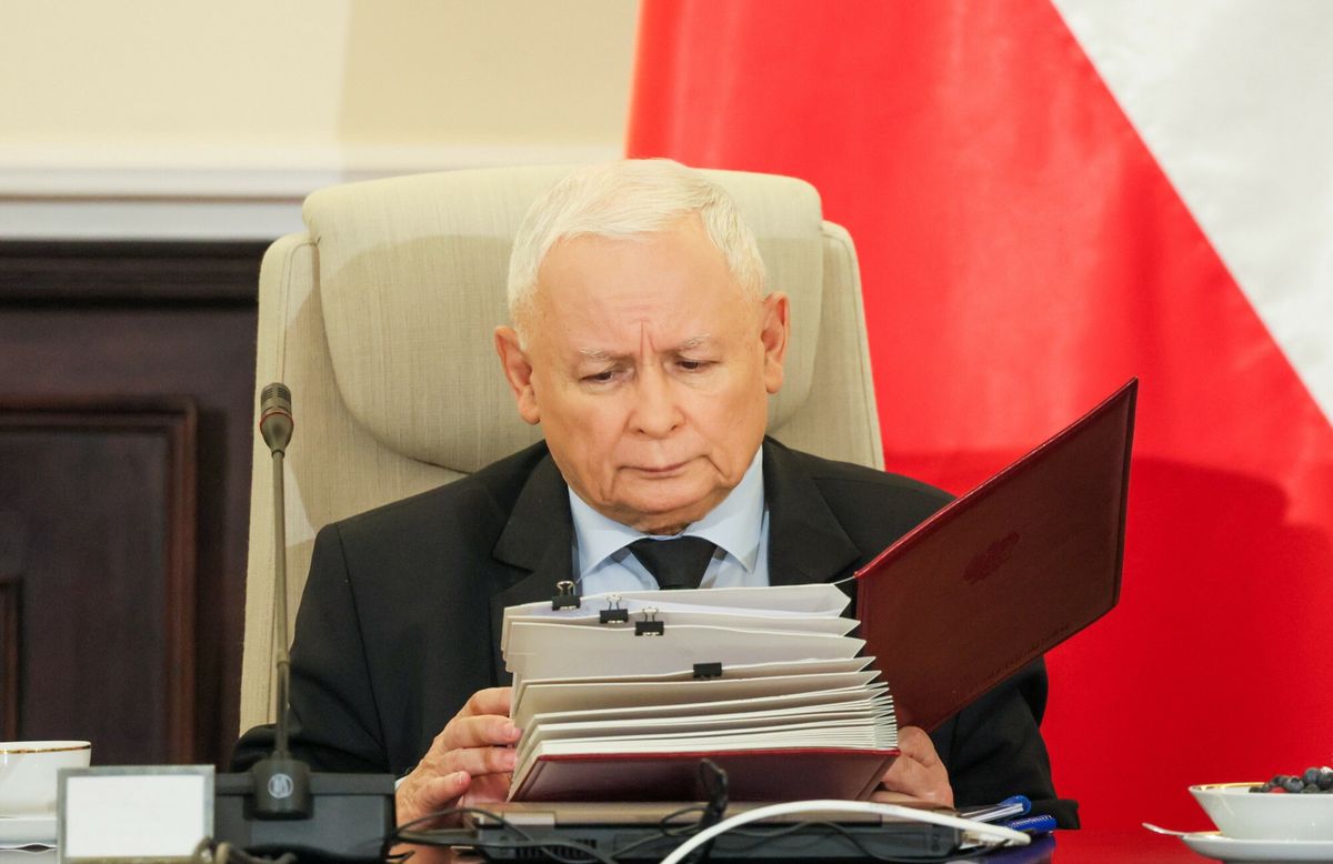 Jarosław Kaczyński podczas wtorkowego posiedzenia rządu