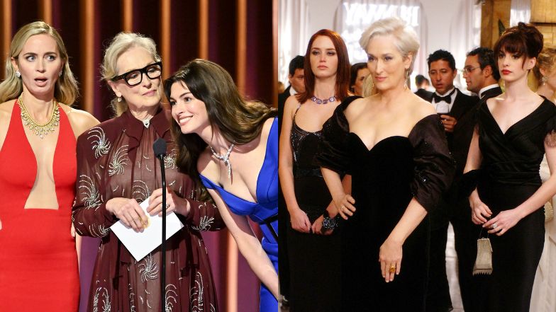 Meryl Streep, Anne Hathaway i Emily Blunt nawiązują do "Diabeł ubiera się u Prady" podczas SAG Awards. Fani krótko: "ICONIC" (WIDEO)