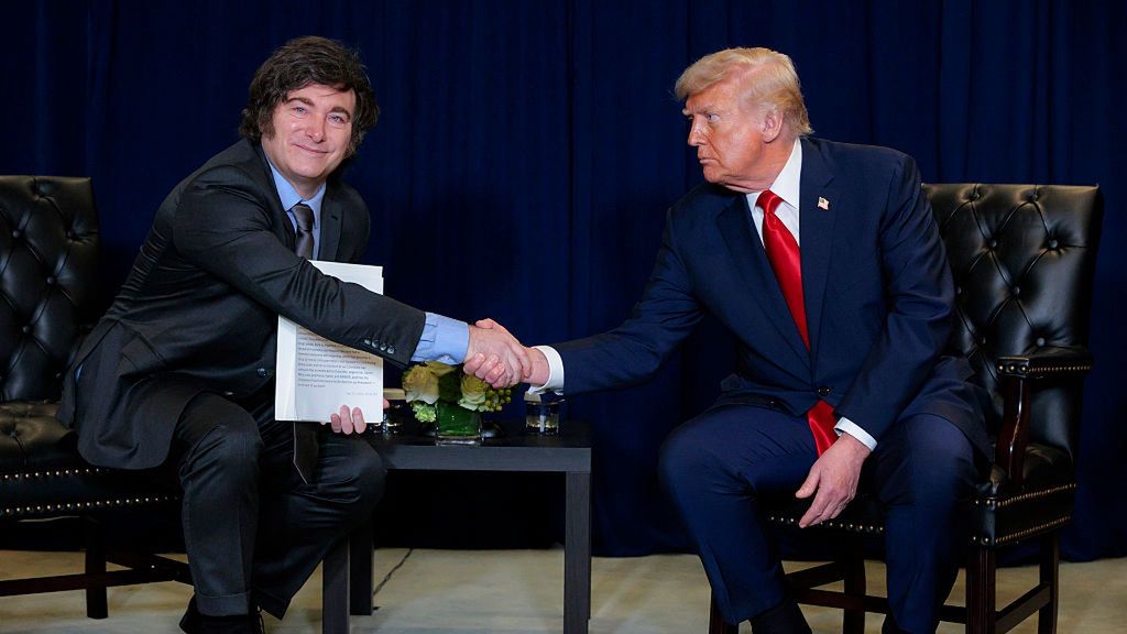 Prezydent Argentyny Javier Milei i prezydent USA Donald Trump