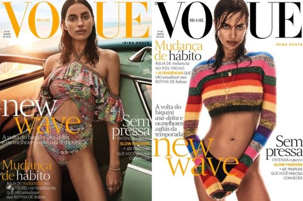 Irina Shayk na dwóch okładkach "Vogue'a"