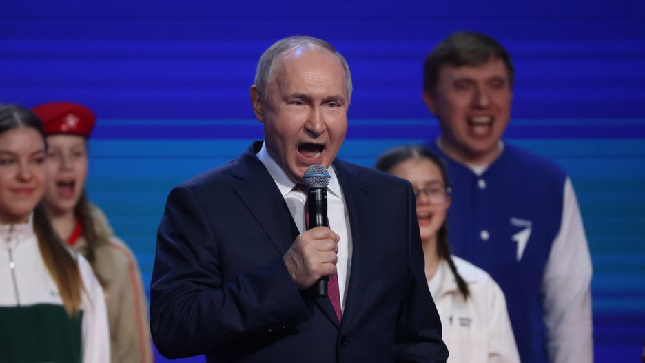 Rosyjski prezydent Władimir Putin na Kongresie Młodzieży 1 lutego 2024 roku