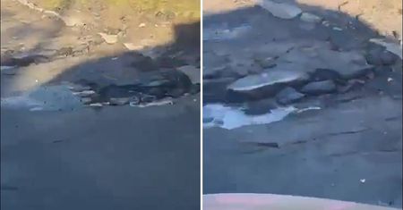 Na ulicy pojawiła się dziura o głębokości 20 cm i średnicy metra. „Komuś może stać się krzywda” [NAGRANIE]