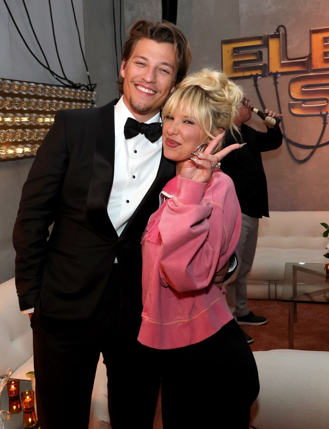 World Premiere Of Netflix's "The Electric State" - After Party
LOS ANGELES, CALIFORNIA - FEBRUARY 24: Jake Bongiovi (L) and Millie Bobby Brown appear at the after party for the World Premiere of Netflix's "The Electric State" at Citizen News on February 24, 2025 in Los Angeles, California. (Photo by Kevin Winter/GA/The Hollywood Reporter via Getty Images)
Kevin Winter/GA