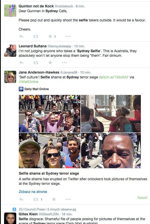 Robią selfie przed okupowaną kawiarnią w Sydney. A kto ich tego nauczył? Dziennikarze! 2
