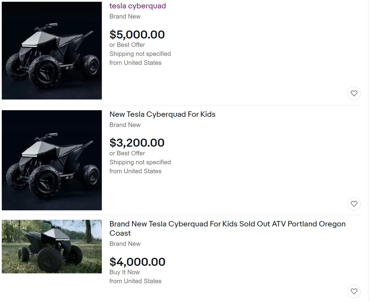 Ceny cyberquada na eBayu