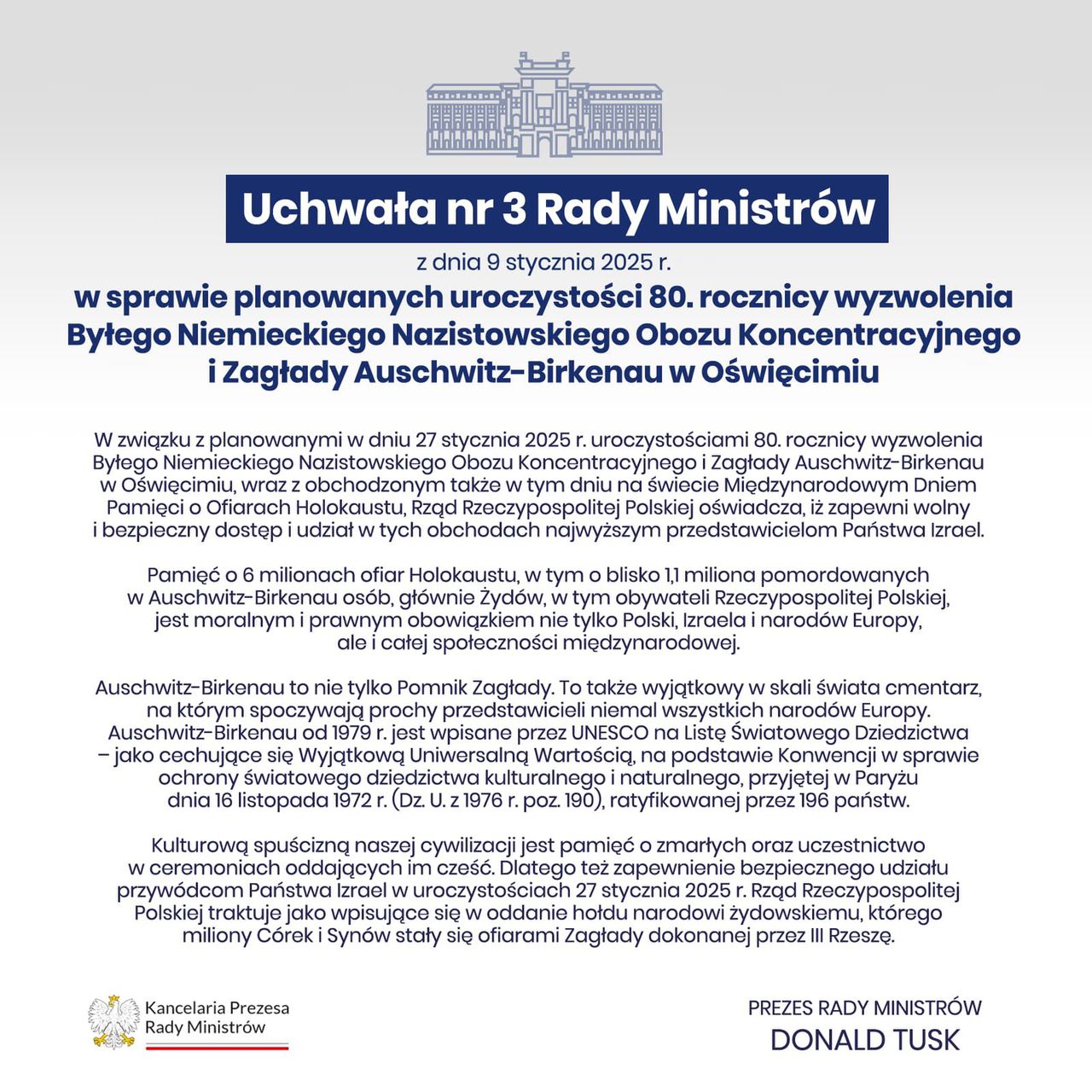 Treść uchwały Rady Ministrów