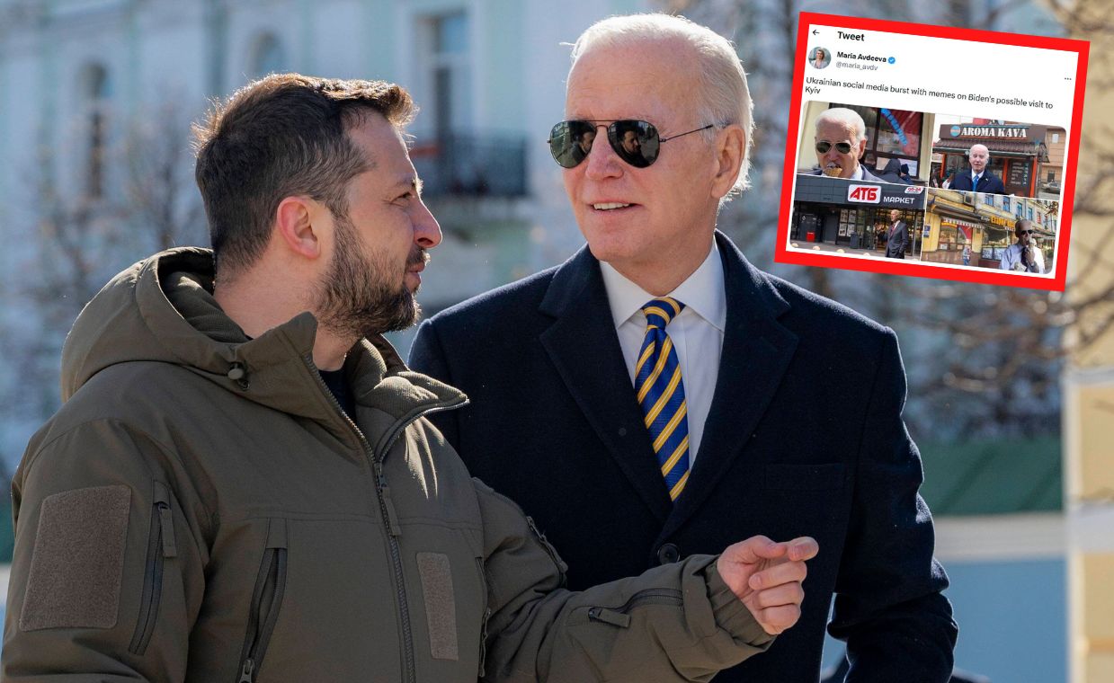 Biden w Kijowie. Powitali go memami