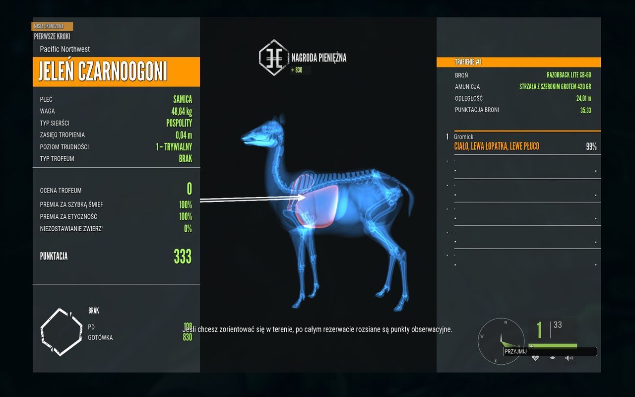 theHunter: Call of the Wild - punktacja za strzał