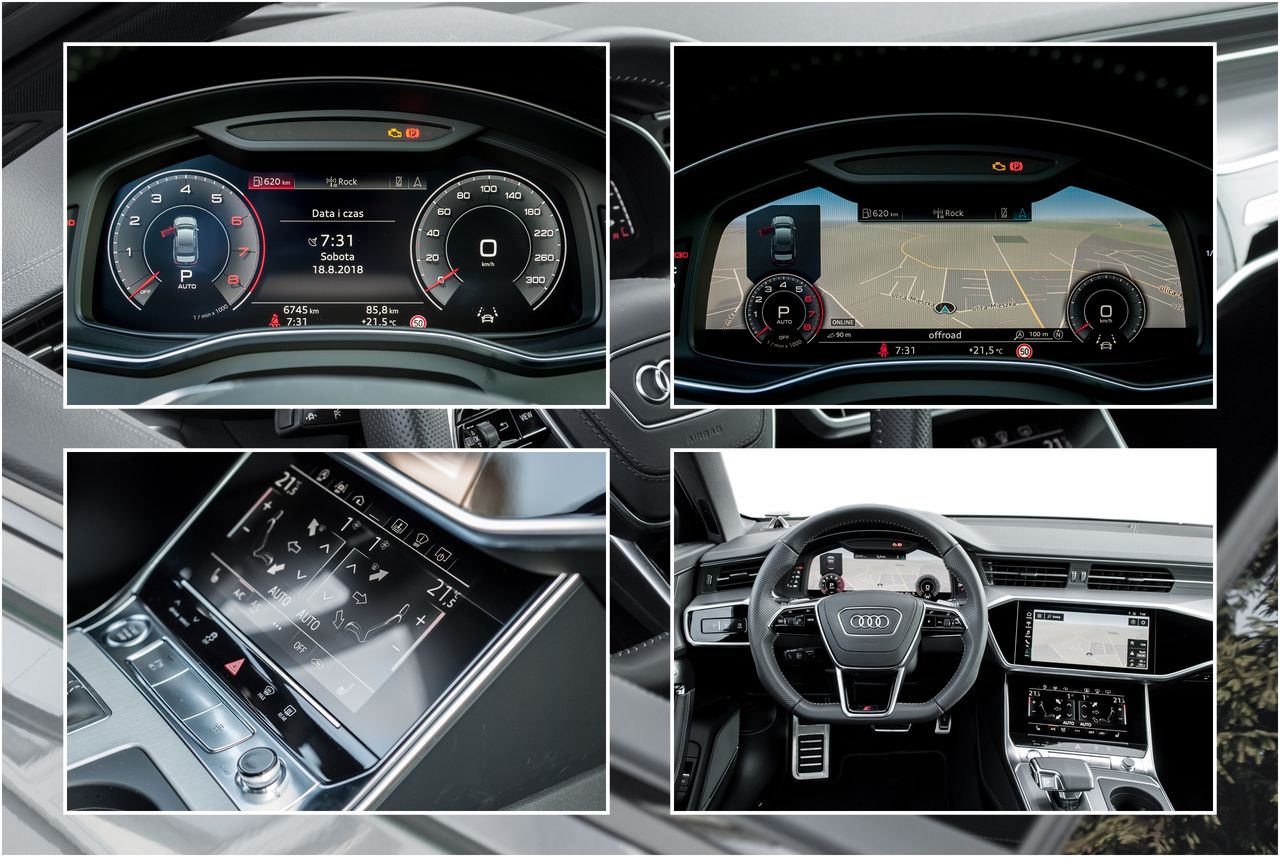 Ekrany świetnie się sprawdzają, chociaż wskazania nawigacji na Audi Virtual Cockpit raz zawiesiły się podczas jazdy