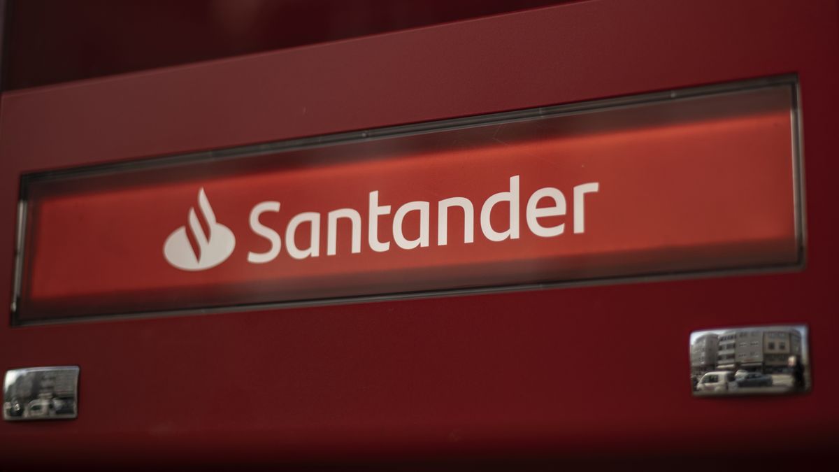 A logo outside a Banco Santander SA bank branch in Arteixo, Spain, on Wednesday, Sept. 6. 2023. Inditex SA's "unfair" discount and faster revenue growth could spur a further rally in the Zara-owner's shares over the next 12 months, according to the stock's newest bull. Photographer: Brais Lorenzo/Bloomberg via Getty Images