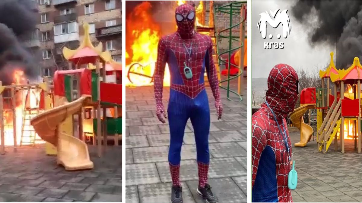 Spider-Man na placu zabaw w Krasnojarsku