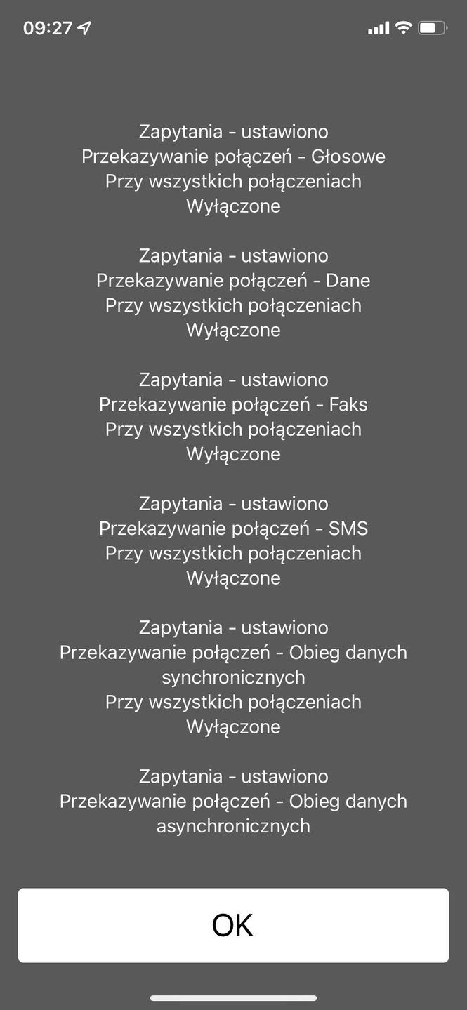 Komunikat zwrotny z kodu *#21#