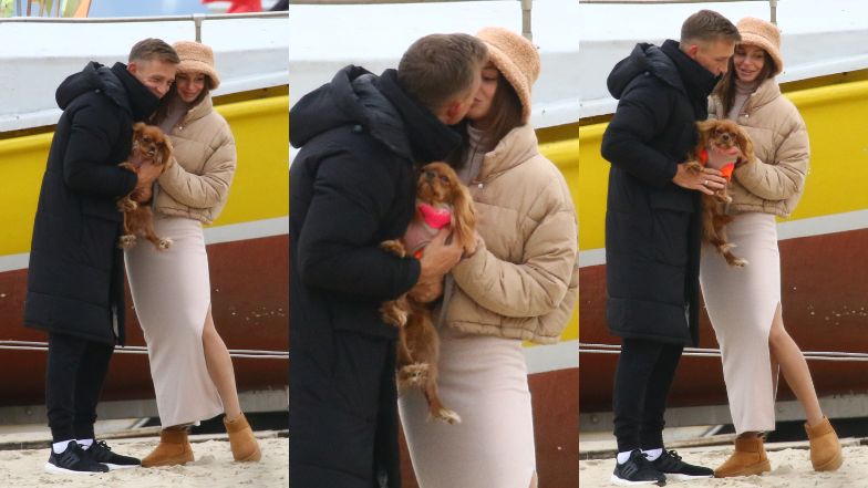 Jakub Rzeźniczak i Paulina Nowicka urządzają sobie sesję na plaży w Sopocie