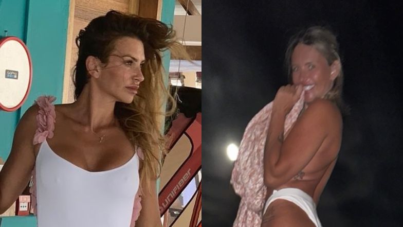 Rozbawiona Monika Goździalska pozuje topless na plaży (FOTO)