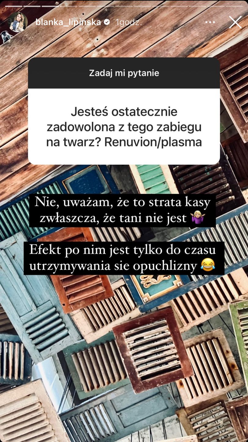 Blanka Lipińska narzeka na zabiegi z zakresu medycyny estetycznej