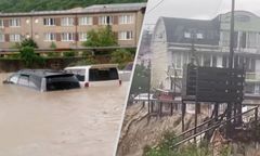 Powodzie po ulewnych deszczach w Rosji. Kobieta "ratowała" miasto mopem