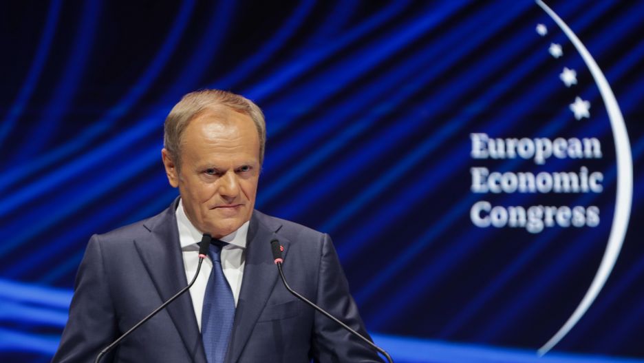 KATOWICE, POLAND - 2024/05/07: Donald Tusk of Poland (Polish Prime Minister) seen during XVI European Economic Congress at the International Congress Center in Katowice (Poland). (Photo by Grzegorz Wajda/SOPA Images/LightRocket via Getty Images)