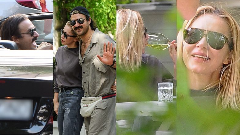 Katarzyna Warnke i Piotr Stramowski korzystają ze zniesienia obostrzeń, popijając wino w knajpie