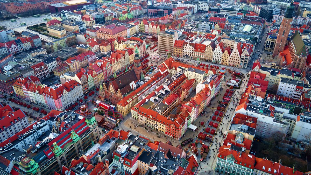 Rynek we Wrocławiu z loty ptaka