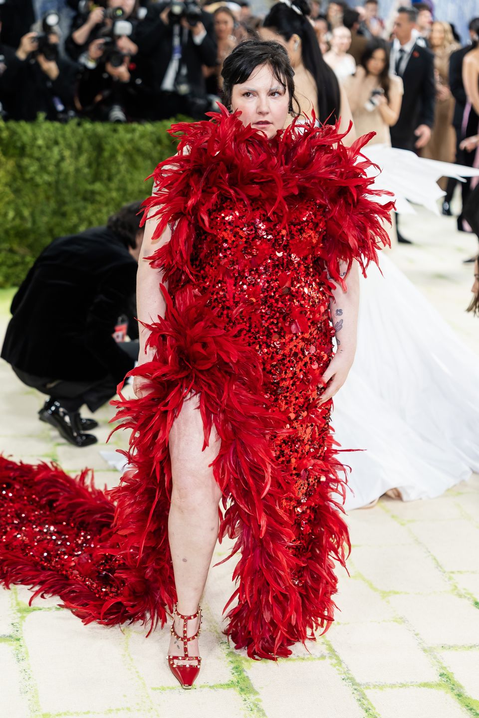 NEW YORK, NEW YORK - MAY 04: Lena Dunham attends the 2026 Met Gala Celebrating "Costume Art" at Metropolitan Museum of Art on May 04, 2026 in New York City. (Photo by TheStewartofNY/Getty Images)