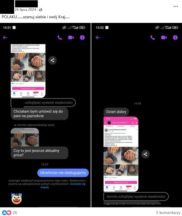 Taki wpis zamieściła w sieci właścicielka salonu.