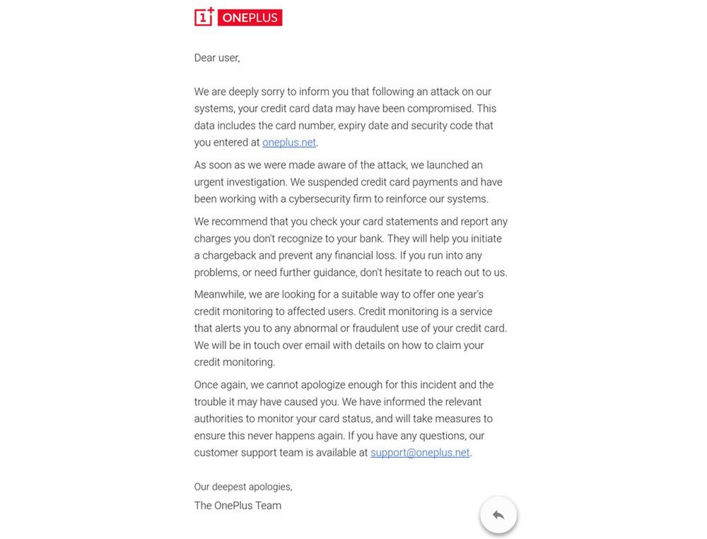 Oświadczenie OnePlusa w sprawie luki w zabezpieczeniach systemu płatności kartami kredytowymi, która posłużyła do wycieku danych użytkowników