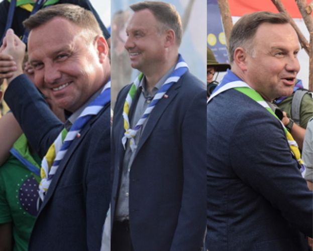 Opalony Andrzej Duda strzela sobie foty z harcerzami. Jest gwiazdą? (FOTO)