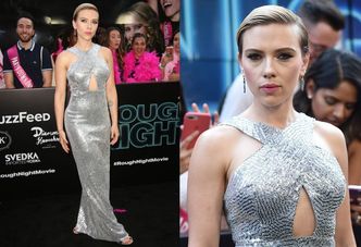 Błyszcząca Scarlett Johansson i Demi Moore w tęczowej sukni na premierze "Ostrej nocy" (ZDJĘCIA)