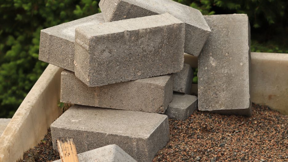 kamienie, kostka, chodnik, budowa, roboty, beton, tekstura, opoka, krok, cement, stary, jardin, droga, schodek, grej, charakter, budynek