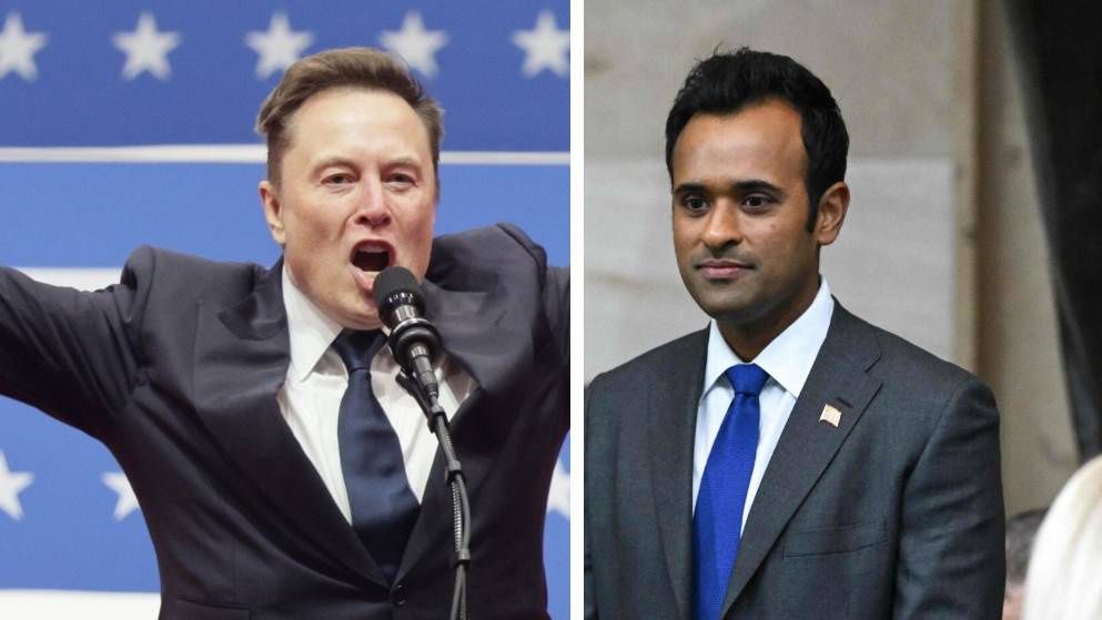 Elon Musk (L) i Vivek Ramaswamy (P). Ten drugi odchodzi z DOGE