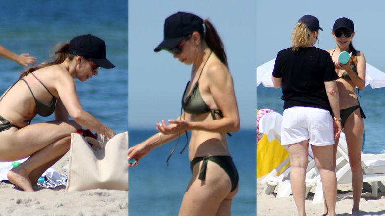 Agnieszka Dygant łapie promienie słoneczne na plaży w Juracie