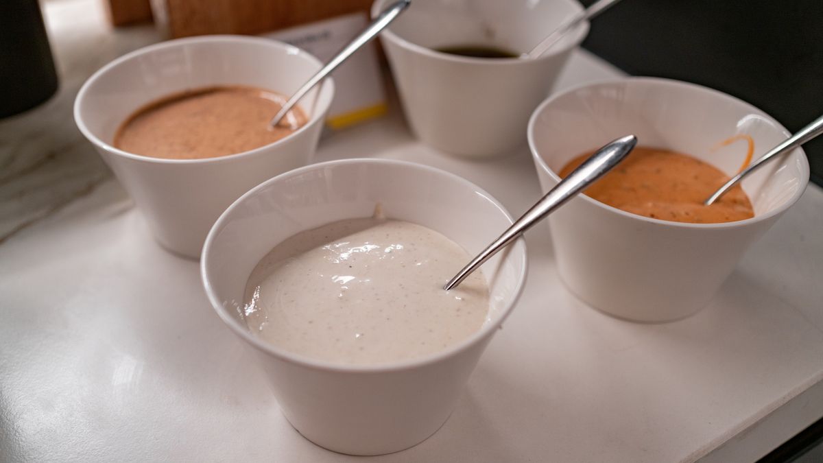 Close-up of salad dressing in the bowlChinese captain
