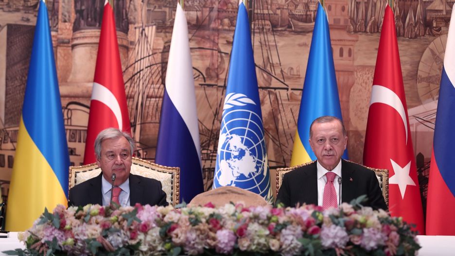Sekretarz generalny ONZ Antonio Guterres i prezydent Turcji Recep Tayyip Erdogan 