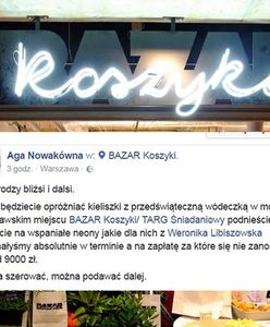 Wykonała neon dla Bazaru Koszyki. Twierdzi, że firma jej nie zapłaciła