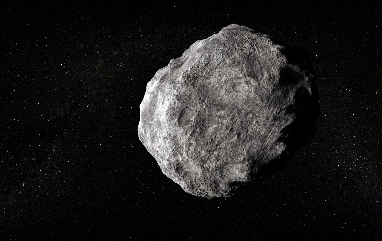 Duży meteoryt w kosmosie - zdjęcie ilustracyjne.