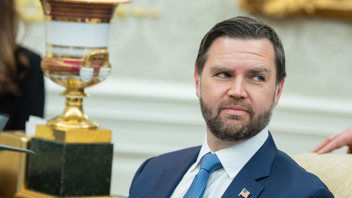 US Vice President JD Vance during a meeting with US President Donald Trump and Japanese Prime Minister Sanae Takaichi, not pictured, in the Oval Office of the White House in Washington, DC, US, on Thursday, March 19, 2026. Tensions between the US and Japan over the Iran war remained evident as President Donald Trump hosted Prime Minister Sanae Takaichi, even as he praised Japan for answering his call for support in the effort. Photographer: Aaron Schwartz/CNP/Bloomberg via Getty Images