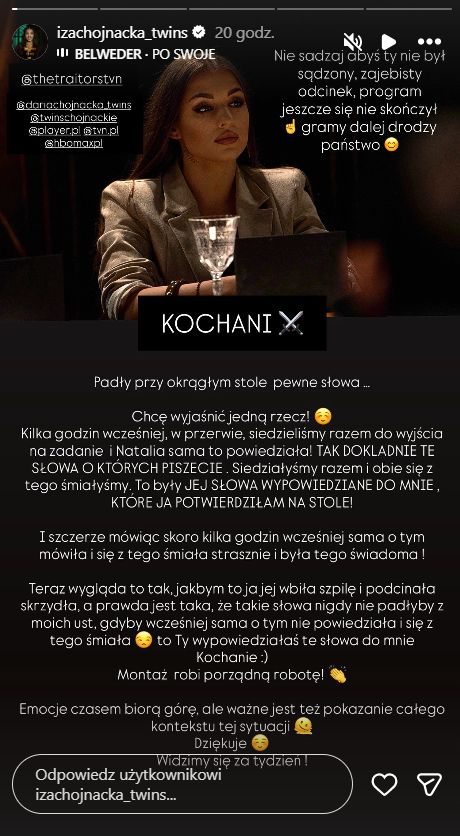 Oświadczenie Izy ze "Zdrajców"