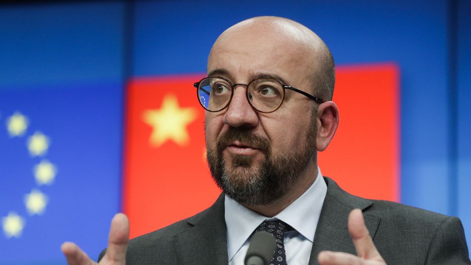 European Council President Charles Michel speaks during a press conference following an online EU China summit with Chinese President Xi Jinping at the European Council building in Brussels, Belgium, 01 April 2022. EPA/OLIVIER HOSLET Dostawca: PAP/EPA.