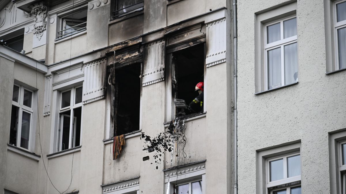 Pożar kamienicy w Szczecinie.