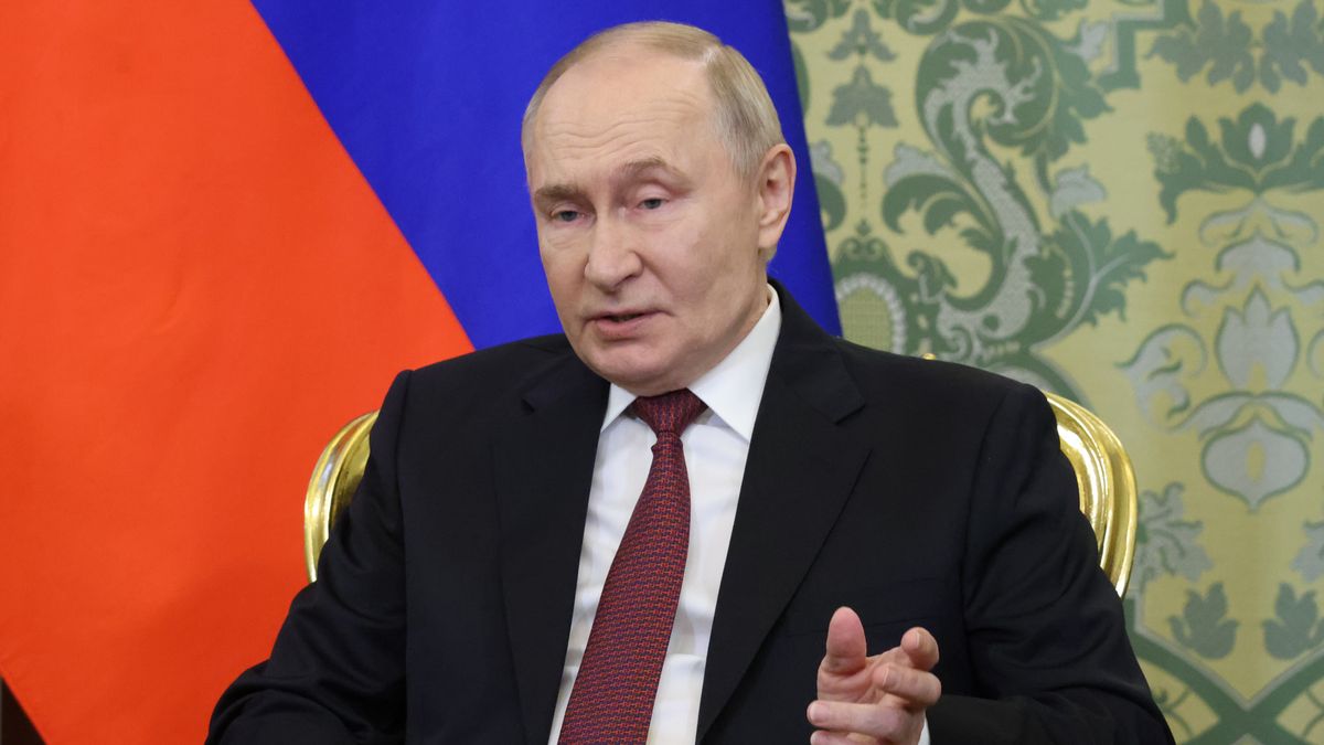 MOSCOW, RUSSIA - OCTOBER 15:  (RUSSIA OUT) Russian President Vladimir Putin talks during his meeting with Syrian Leader Ahmed al-Sharaa (not pictured) at the Kremlin, October 15, 2025, in Moscow, Russia. Vladimir Putin hosts Syrian President Ahmad al-Sharaa in his first visit to Russia. (Photo by Contributor/Getty Images)