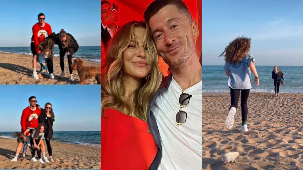 Plażowe harce rodziny Lewandowskich