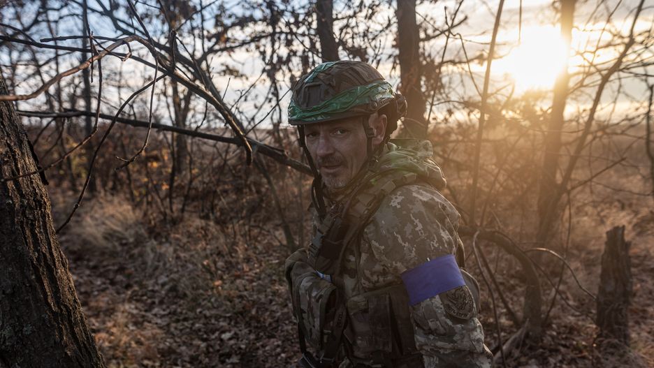 LUGANSK OBLAST, UKRAINE - NOVEMBER 14: Ukrainian soldier on his way to his infantry position in the direction of Lugansk Oblast, Ukraine on November 14, 2023. (Photo by Diego Herrera Carcedo/Anadolu via Getty Images)